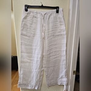 Joie Pure White Linen Trousers